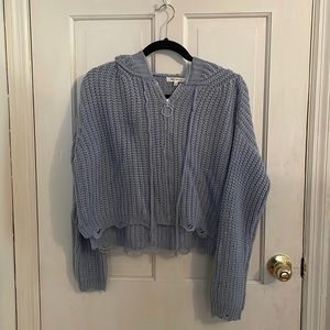 Blue Knit Hoodie